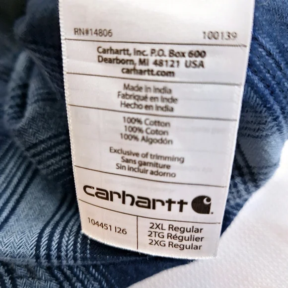 NWOT Carhartt brand "The Mad For Plaid" button-down Shacket shirt size 2XL.